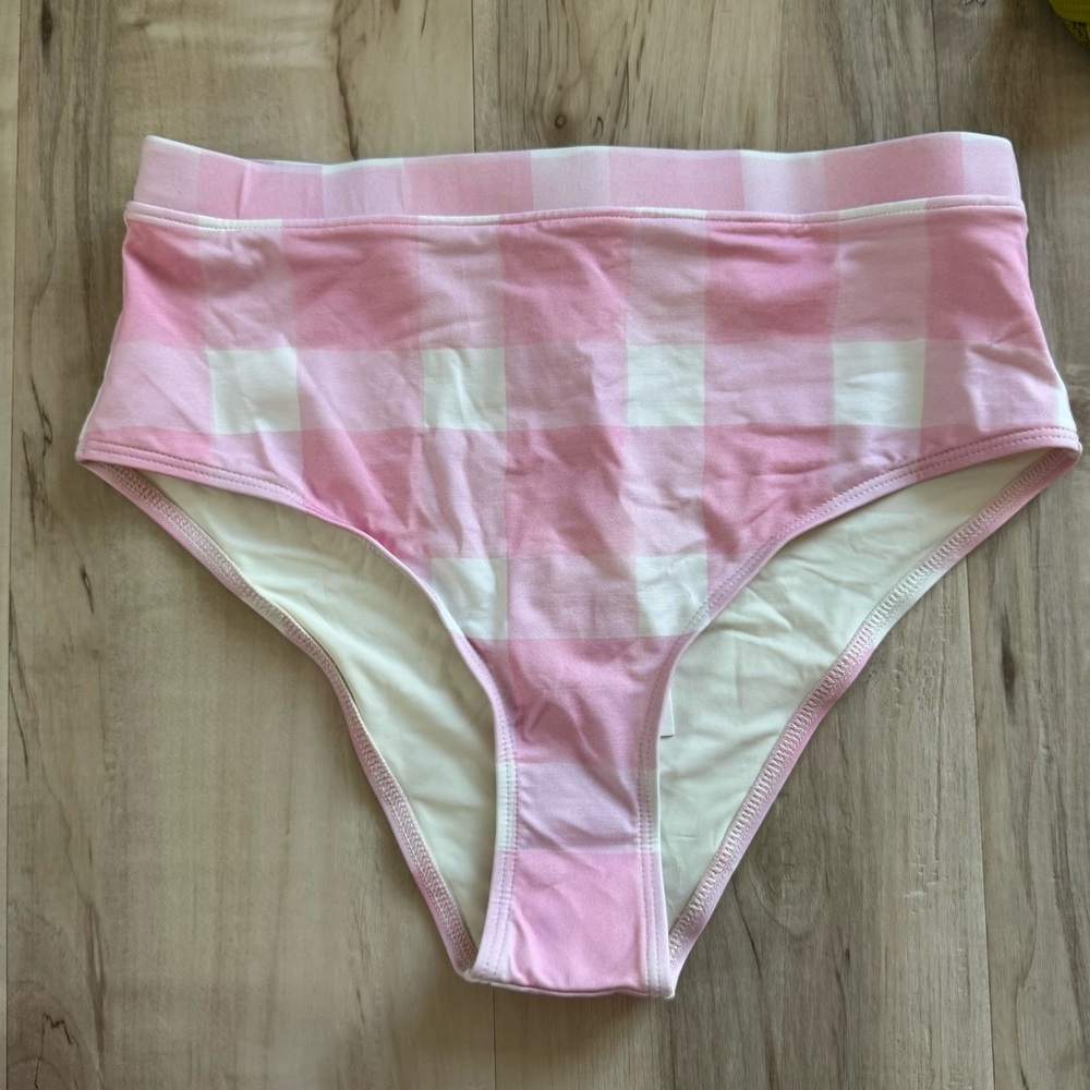 Solid & Striped NWT Lilo Bikini Bottom Painted Gingham Cloud Pink High Waist